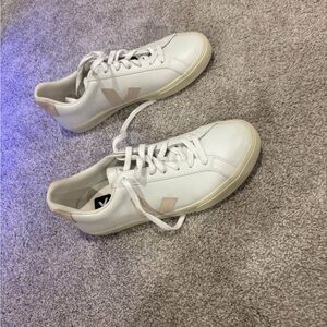 Veja White Sneakers with Tan Details